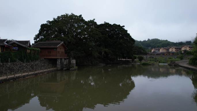 福建土楼漳州南靖云水谣景区航拍