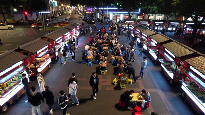 漳州古城夜市美食夜景街航拍