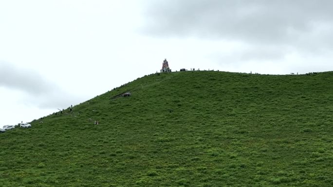 航拍高山插箭煨桑