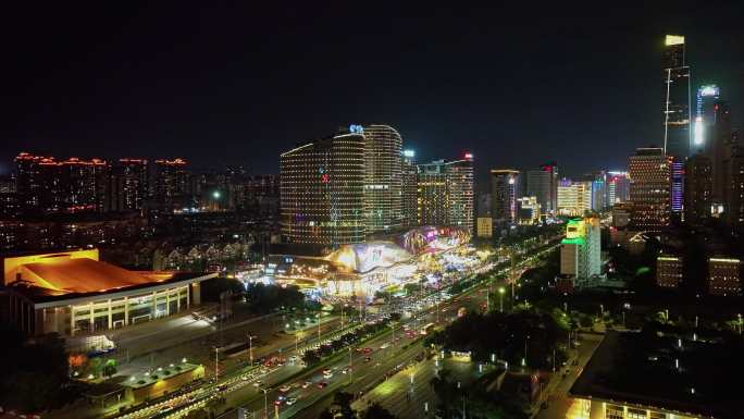 航拍南宁夜景竹溪立交民族大道