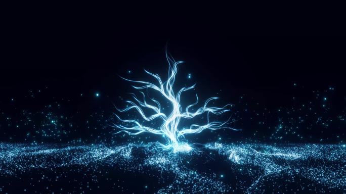 8K唯美粒子树生长