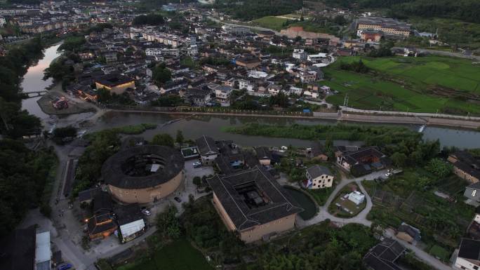 福建土楼漳州南靖云水谣景区航拍