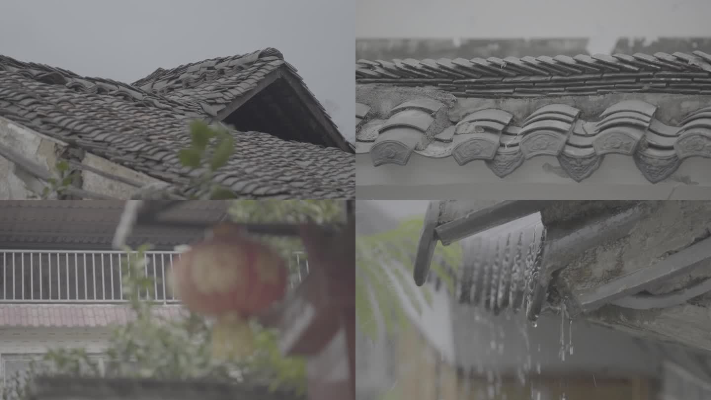 下雨雨滴屋檐 古建筑屋檐下雨意境春季