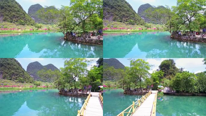 航拍广西山水百色靖西鹅泉