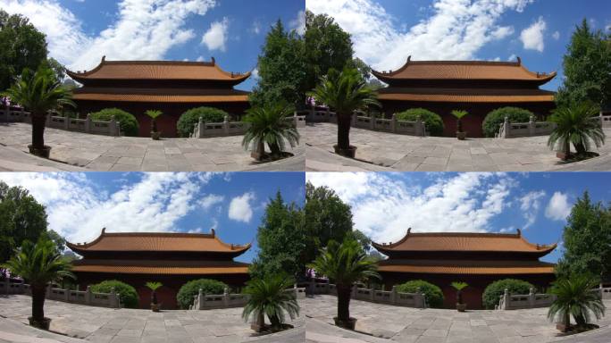 延时摄影蓝天白云下的南京朝天宫