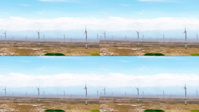 茫茫戈壁中的风力发电场