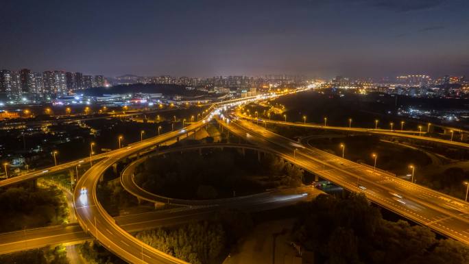 后盐立交桥夜景航拍延时2