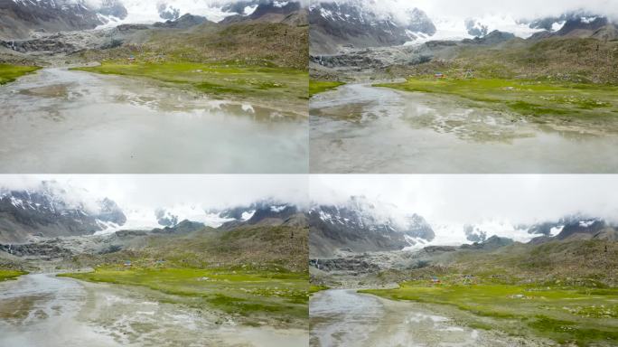 冰川 湖水 河水 流水 雪山融化的河水