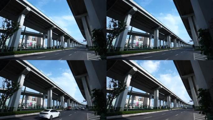 4K城市高架桥下拍摄的延时摄影5