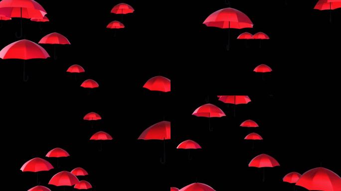 红伞旋转上升透明循环
