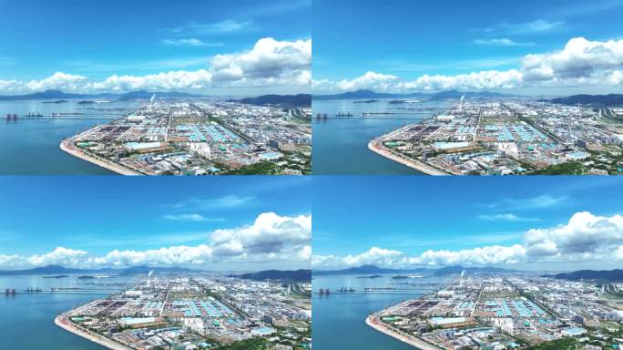航拍广东惠州大亚湾工业石油化工产业园海景