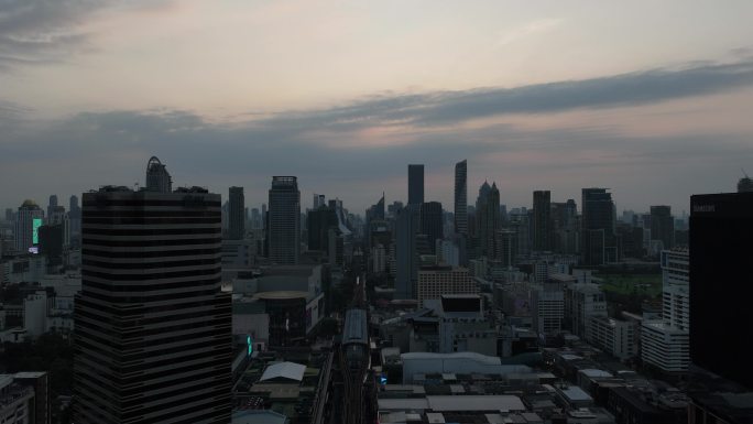 泰国市中心曼谷航拍无人机移动延时