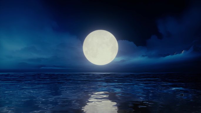 春江花月夜海上生明月大海海面水面明月月亮