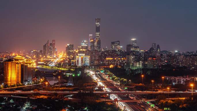 北京夜景车流延时