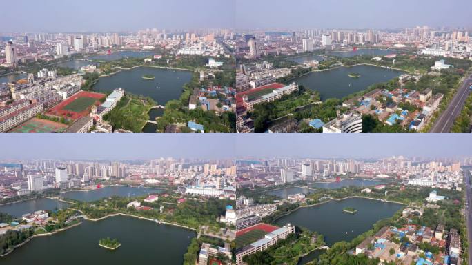 德州城市全景 中心广场 新湖