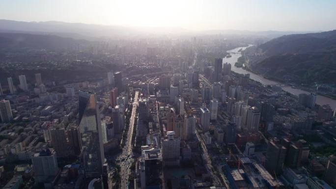 兰州 兰山 三台阁 兰州市大鸟瞰