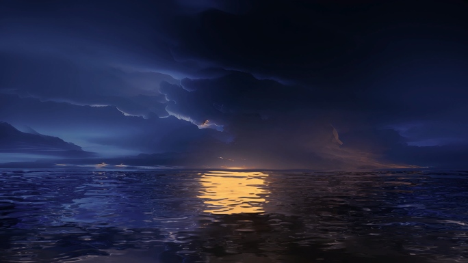 三组大海海面海上水面明月月亮满月升起延时
