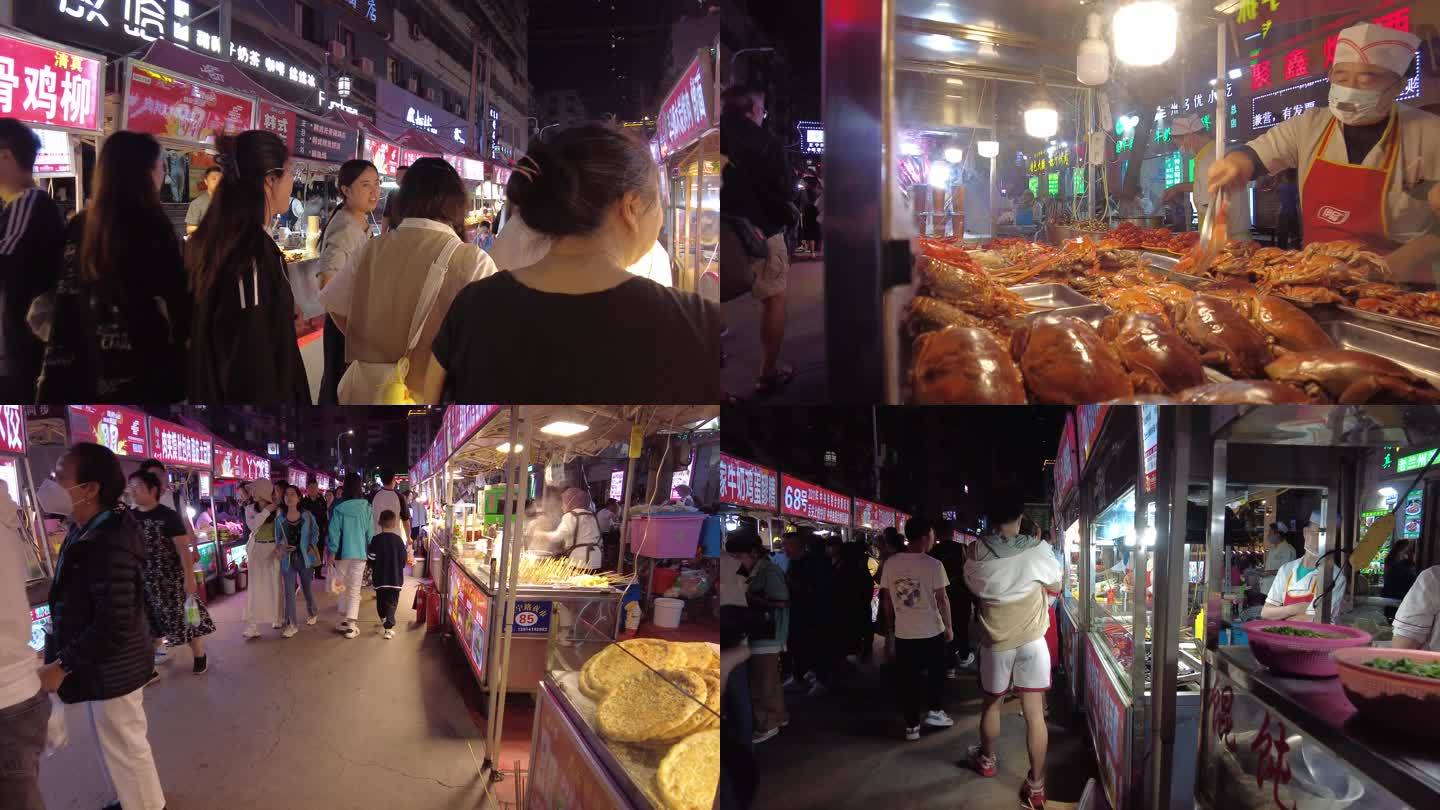 夜市烧烤宵夜热闹集市肉串外卖羊肉串烤串