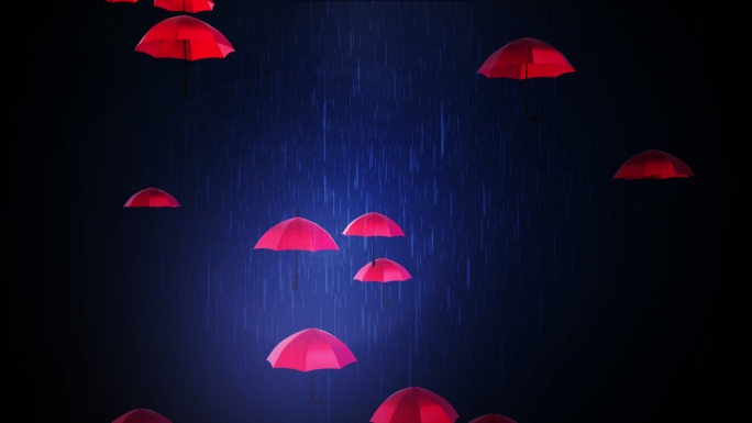 红伞雨中旋转循环