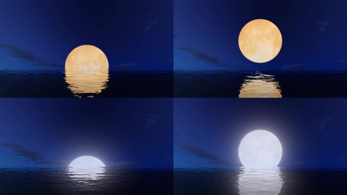 大海海面海上明月月亮升起中秋节满月圆月月