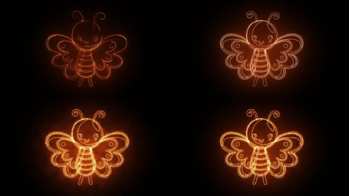 蜜蜂描边发光轮廓logo