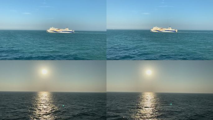 乘坐跨海渡轮从湛江到海口偶遇日落时分