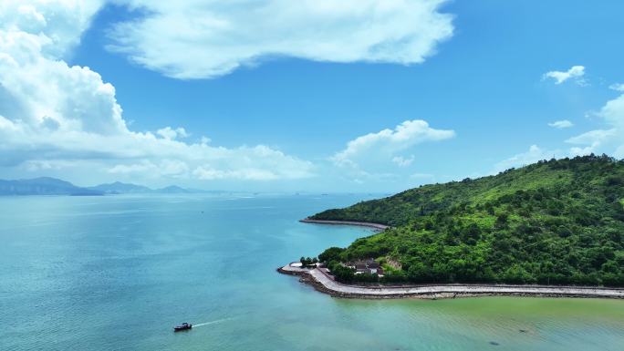 航拍广东惠州小径湾山海绿道海岸线自然海景