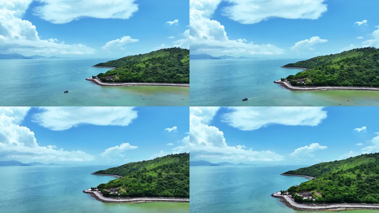 航拍广东惠州小径湾山海绿道海岸线自然海景