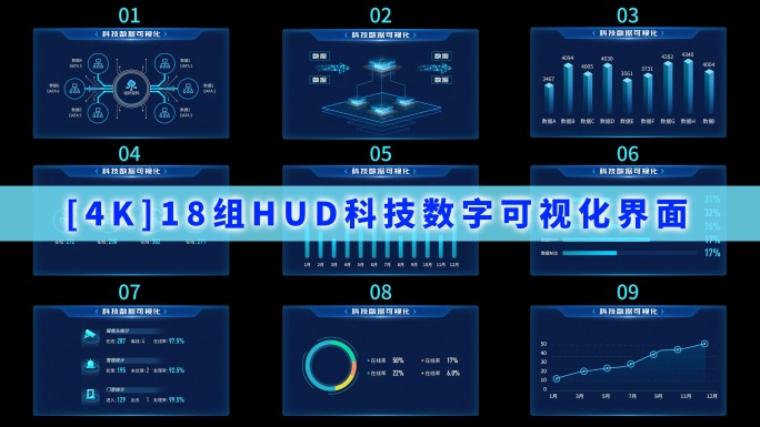 AE0212HUD科技数据可视化界面4K