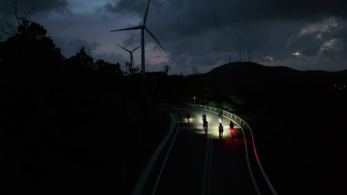 台州玉环牛头颈夜景自行车驾驶