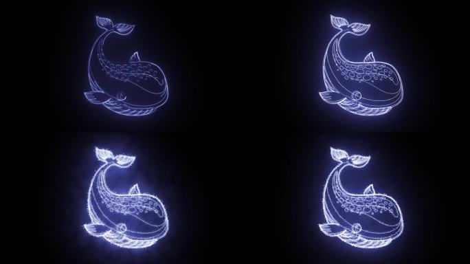 鲸鱼描边发光标识轮廓