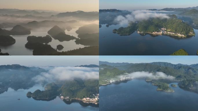 晨云缭绕秀湖山（5K素材)