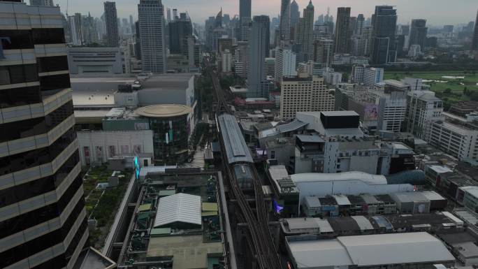 泰国曼谷城市市中心航拍延时