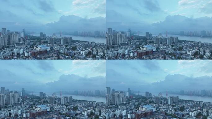 武汉城市风光航拍阴天城市雨天武汉市风景