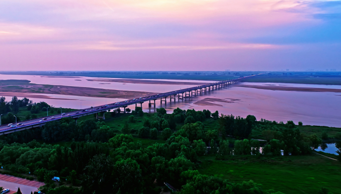 郑州黄河公路大桥延时摄影4k航拍