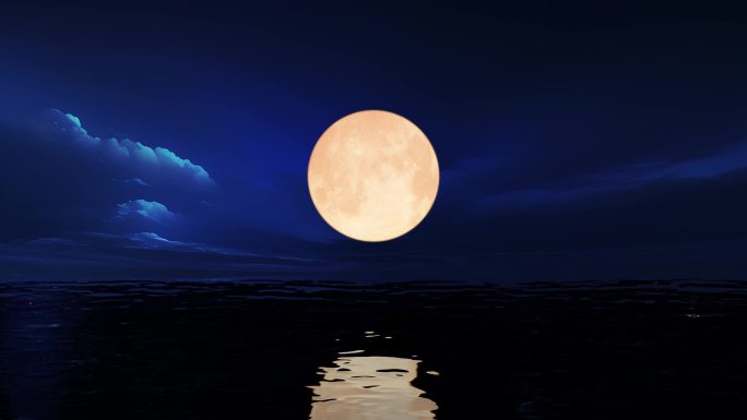 明月月亮月光月色满月圆月升起大海海面海上