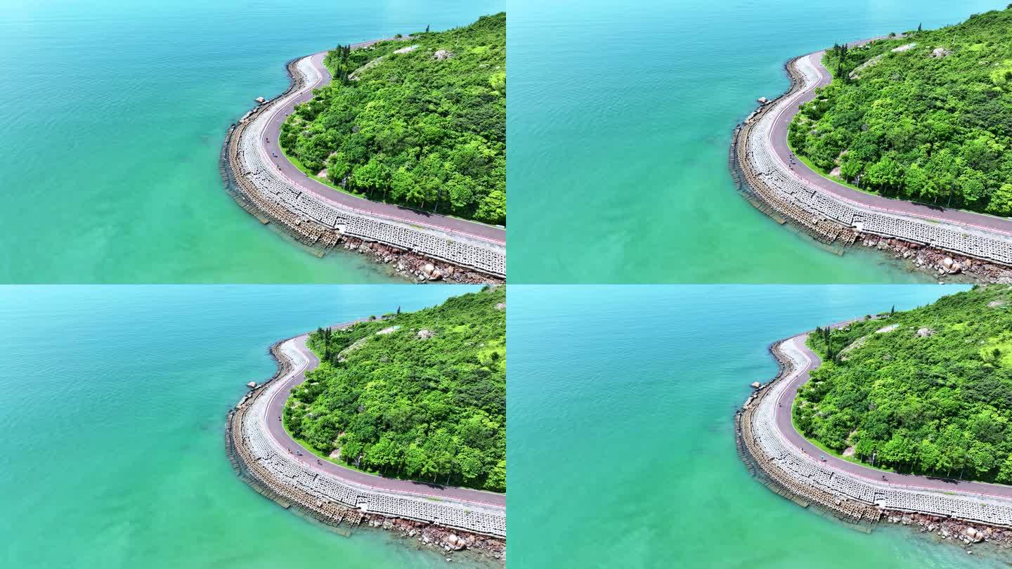 航拍广东惠州小径湾山海绿道海岸线自然海景