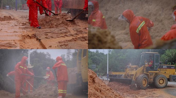 道路抢修塌方山体滑坡挖掘机公路抢险