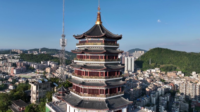 贵阳东山寺外景航拍素材（5k)