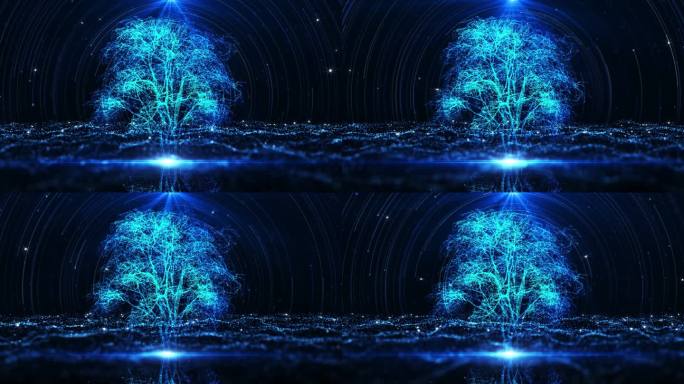 4K全息粒子树背景素材