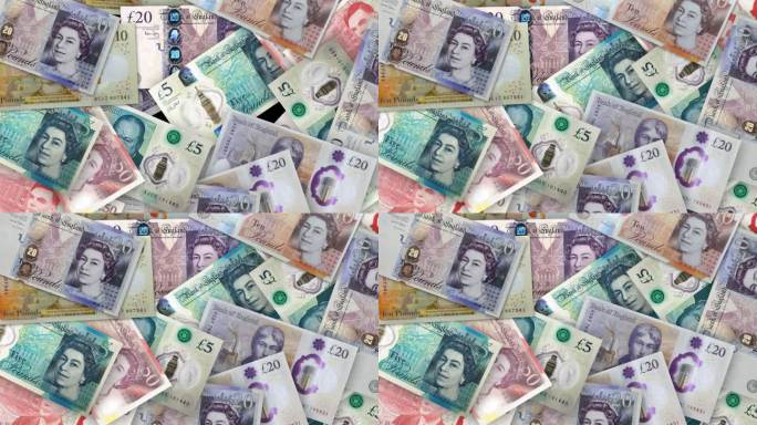 英国货币英镑纸币（转场带通道）视频