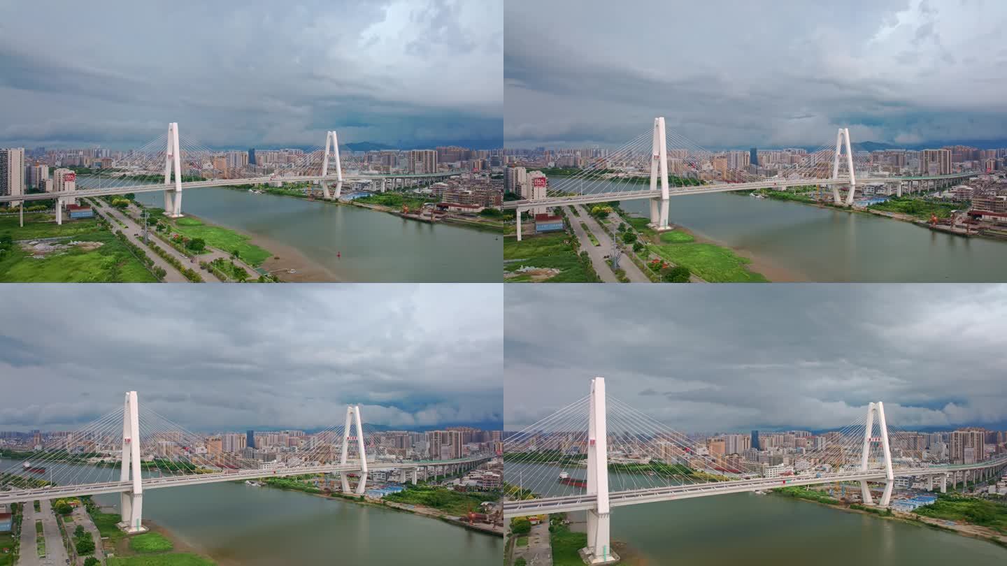 4K潮州大桥航拍延时
