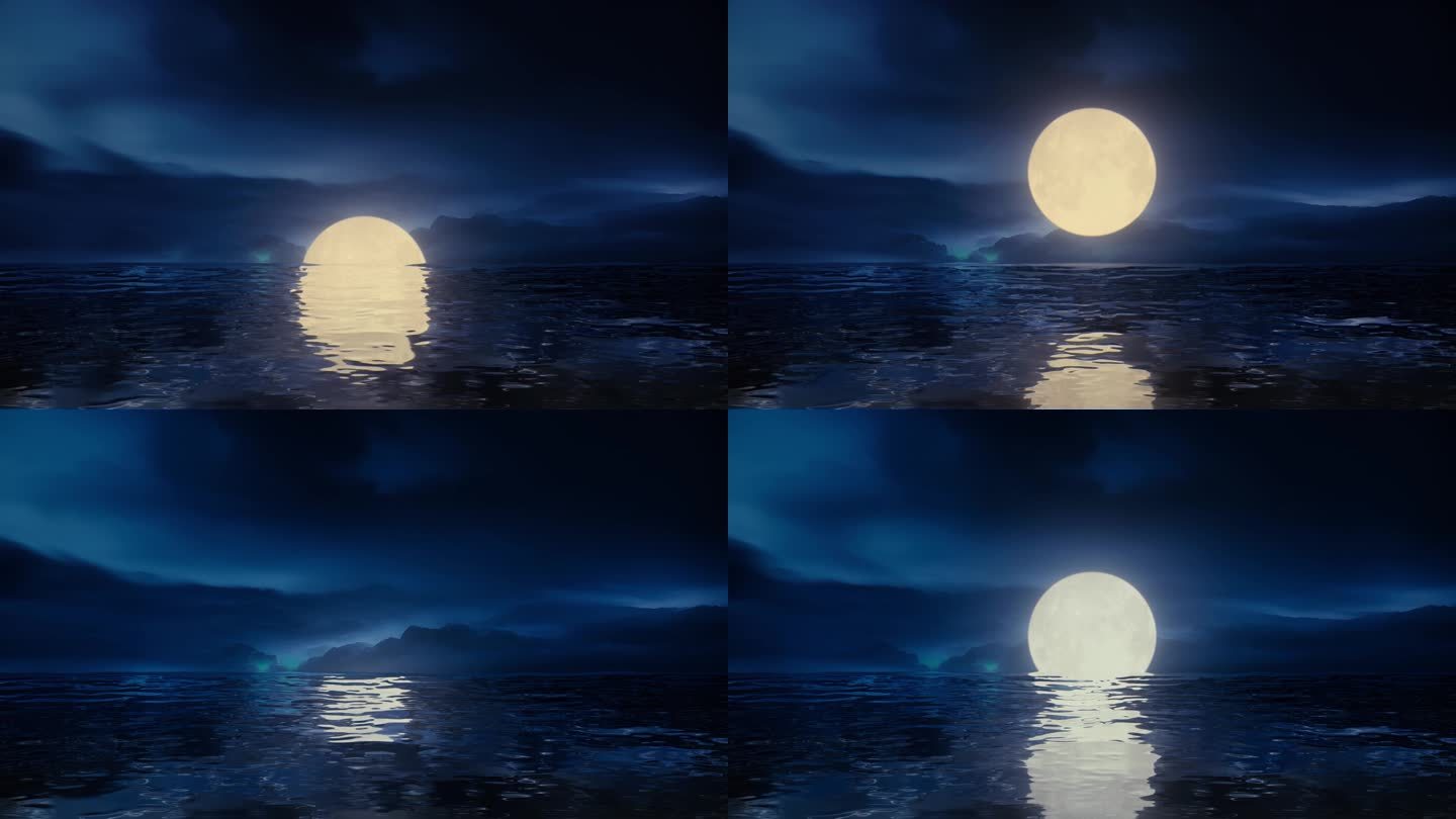 唯美大海海面水面海上明月月亮月光满月圆月