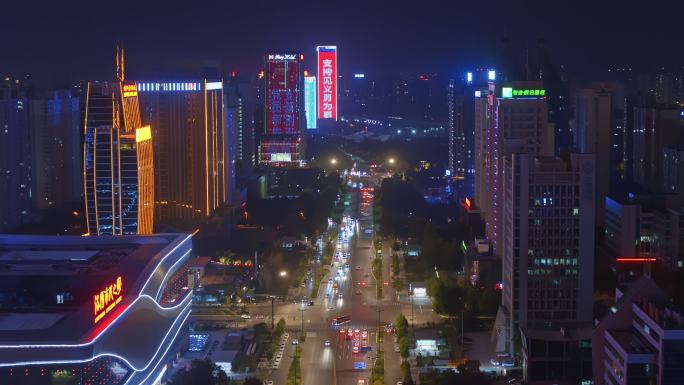 河南洛阳新区夜景航拍