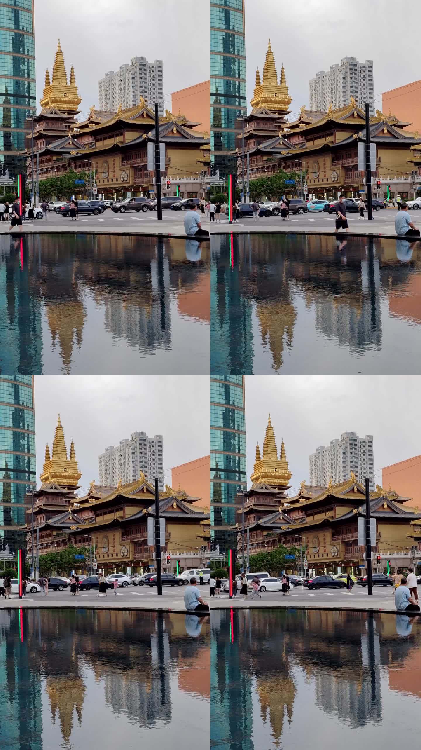 上海静安寺城市建筑风光实拍