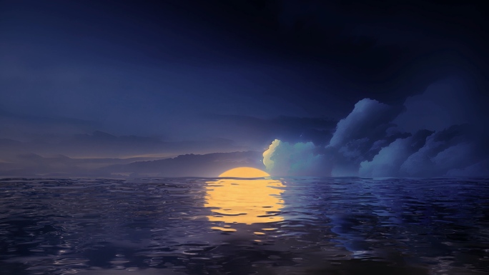 大海海面水面海上明月月亮月光月色满月圆月