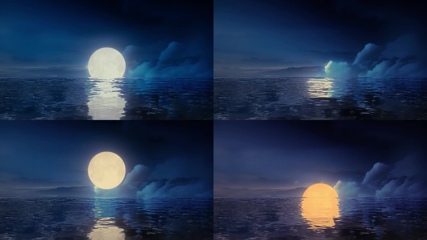 大海海面水面海上明月月亮月光月色满月圆月