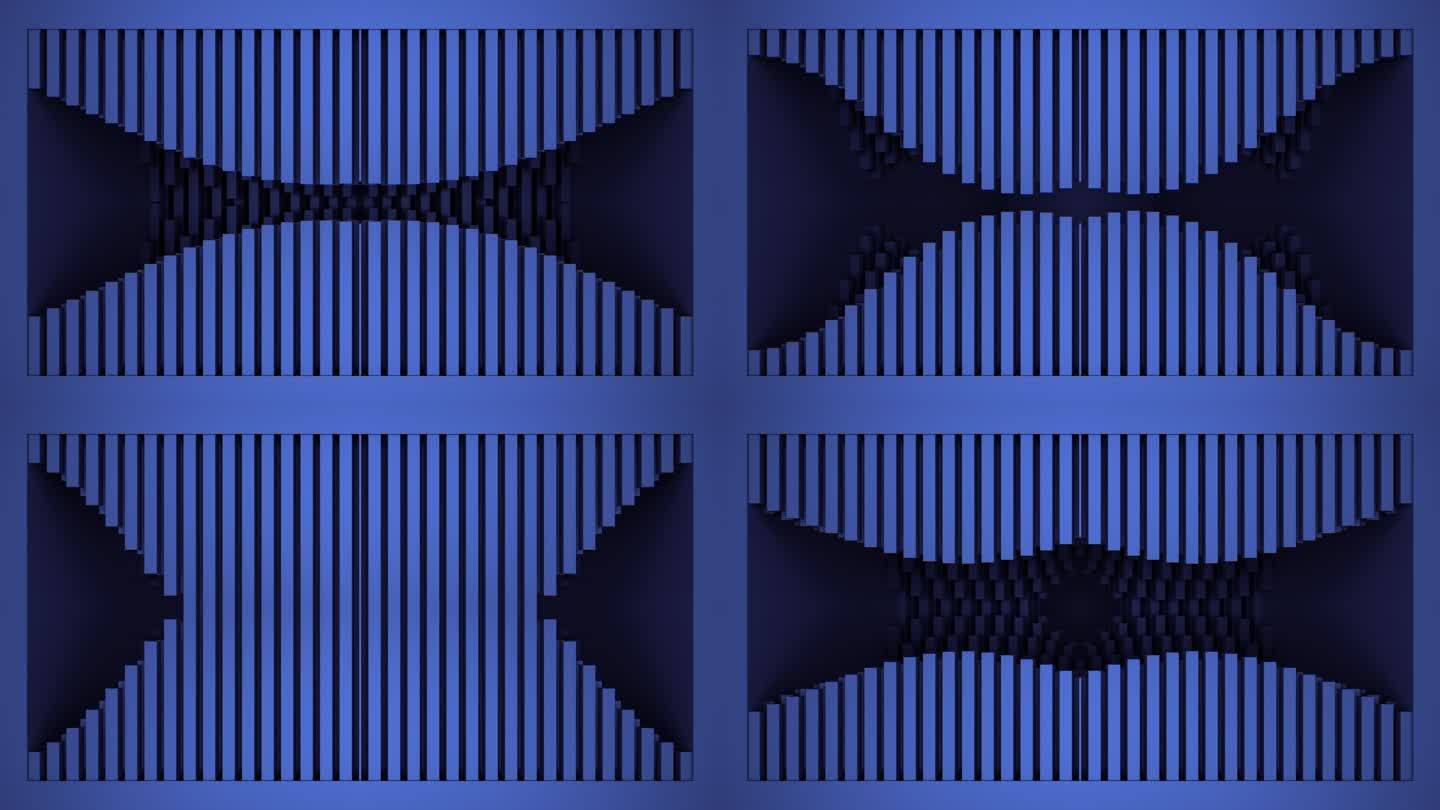 【裸眼3D】方块矩阵炫蓝几何立体空间墙体