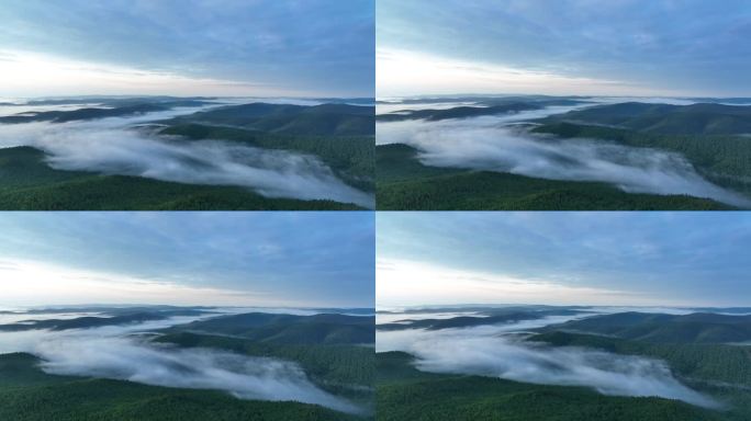 航拍黎明山川云海朝阳