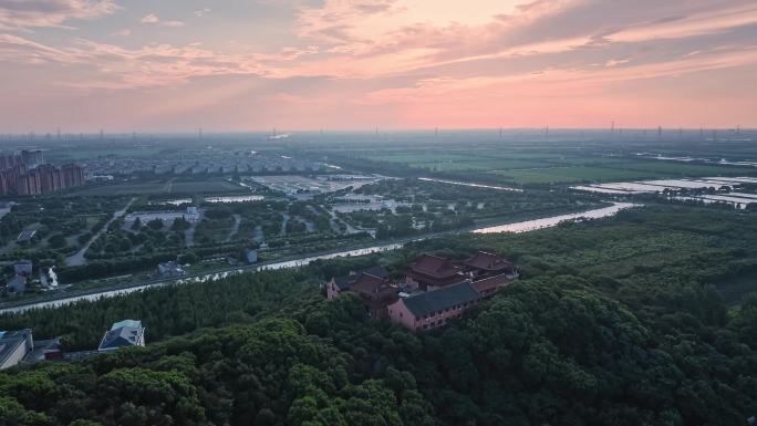 延时航拍小昆山园山顶九峰寺